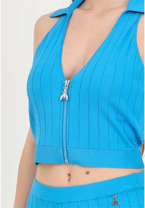 Light blue wide ribbed casual top for women PATRIZIA PEPE | 2K0257/K182CA04